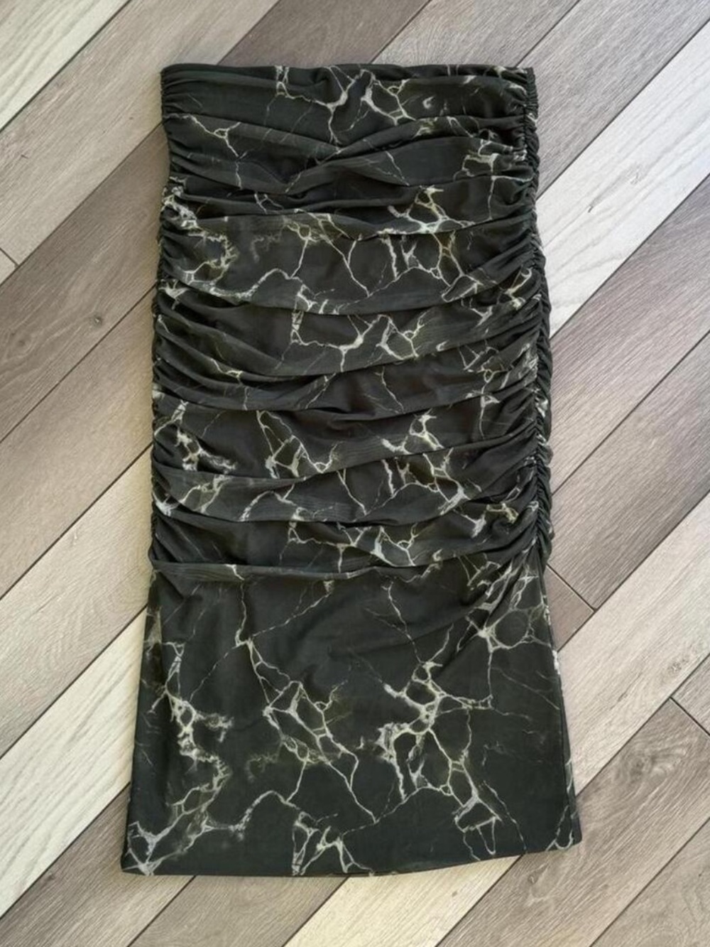 Zara Women Green Draped Tulle Midi Skirt